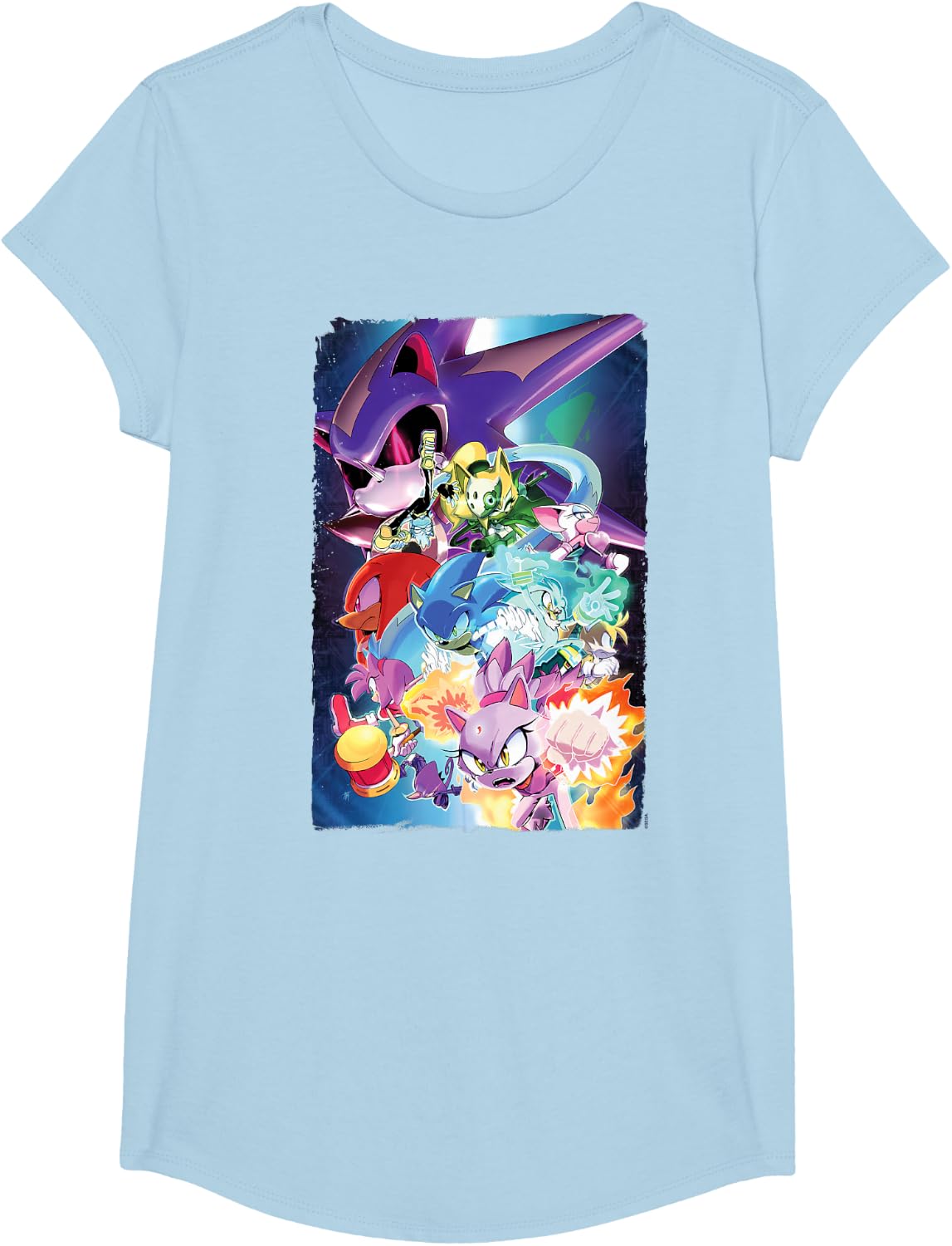 Sonic the Hedgehog Comic Cover Issue 10 T-Shirt - Girls Baby Blue