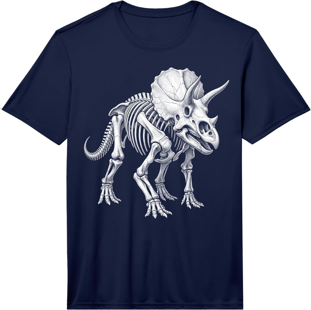 Triceratops Skeleton Jurassic Dinosaur Fossil Anatomy Performance T-Shirt - Navy Blue