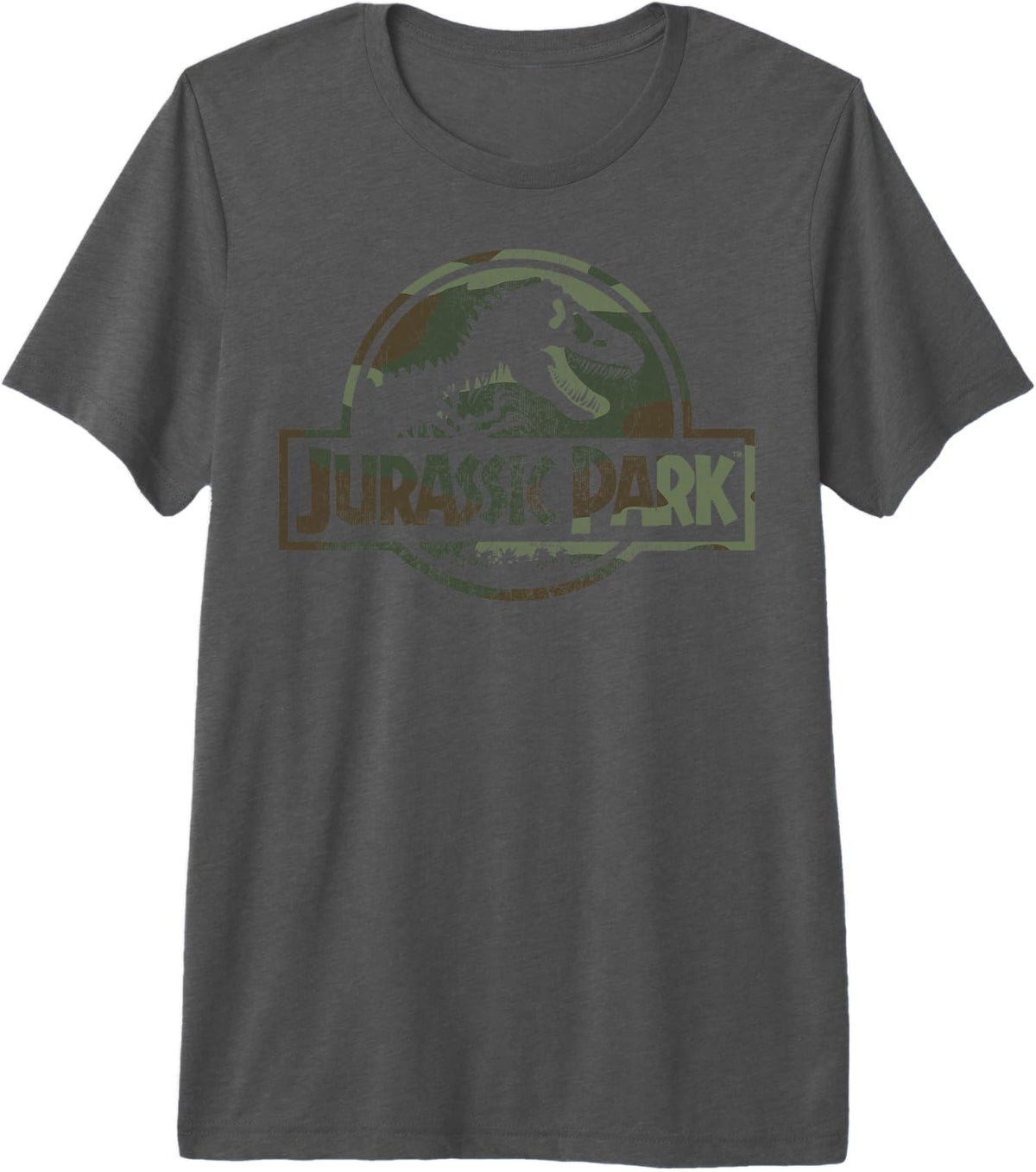 Jurassic Park Camo Fossil Logo GraphicT-Shirt Premium Tri-Blend T-Shirt - Grey