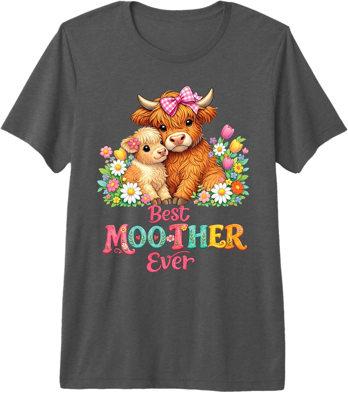 Farm Animal Scottish Highland Cow Mom Happy Mother's Day Premium Tri-Blend T-Shirt - Grey