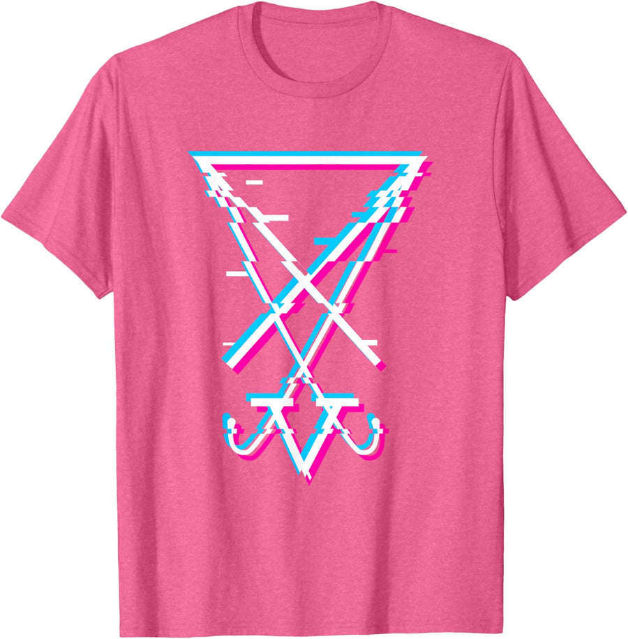 Sigil of Lucifer - Satanic Symbol Aesthetic Gothic V T-Shirt - Pink Heather