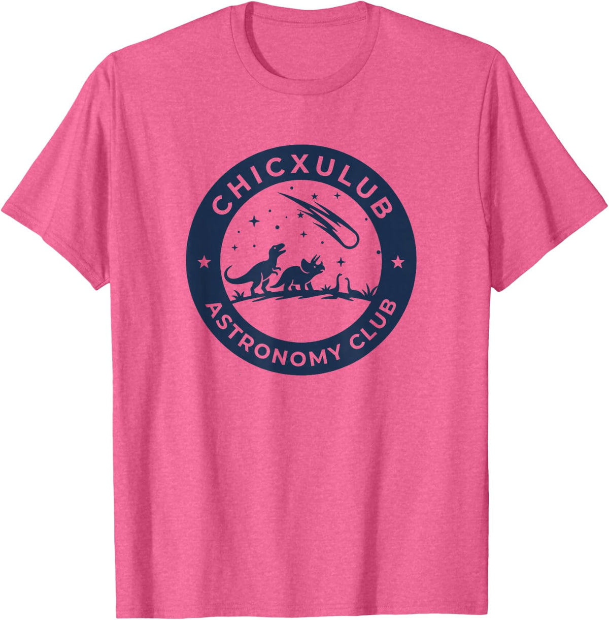 Chicxulub Astronomy Club Funny Dinosaur History T-Shirt - Pink Heather