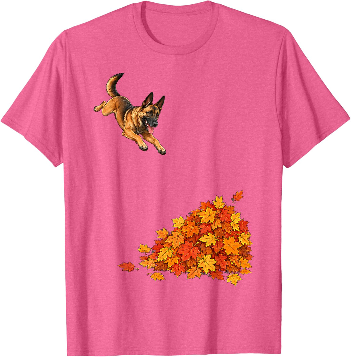Belgian Malinois Leaf Pile T-Shirt - Pink Heather