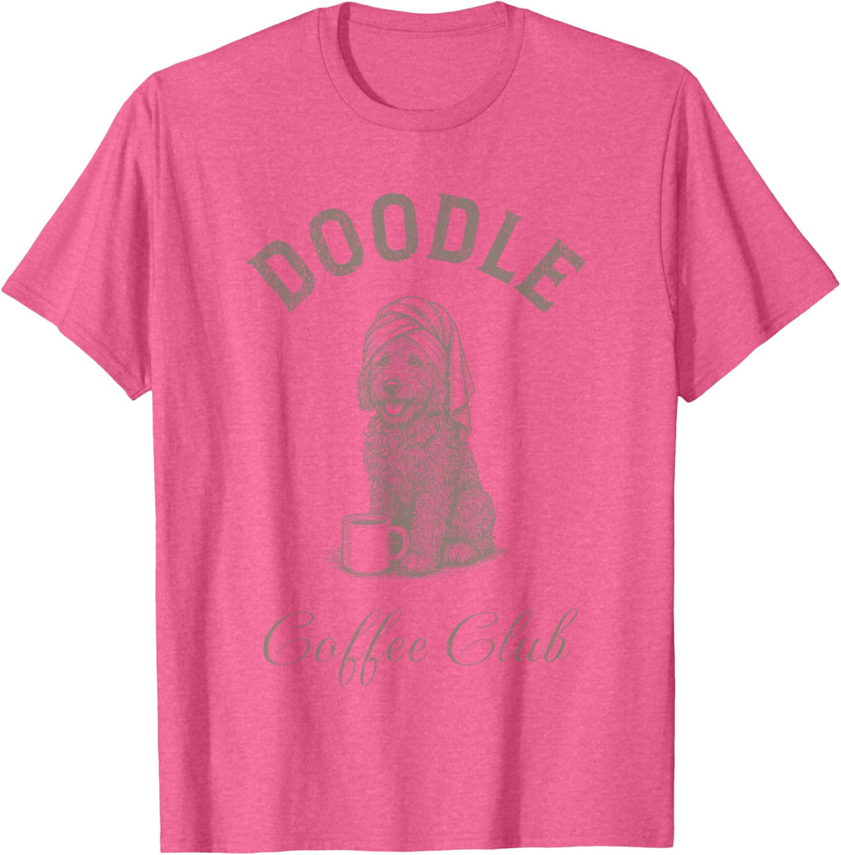 Tee for Coffee Lovers and Doodle Dog Owners - Pink Heather