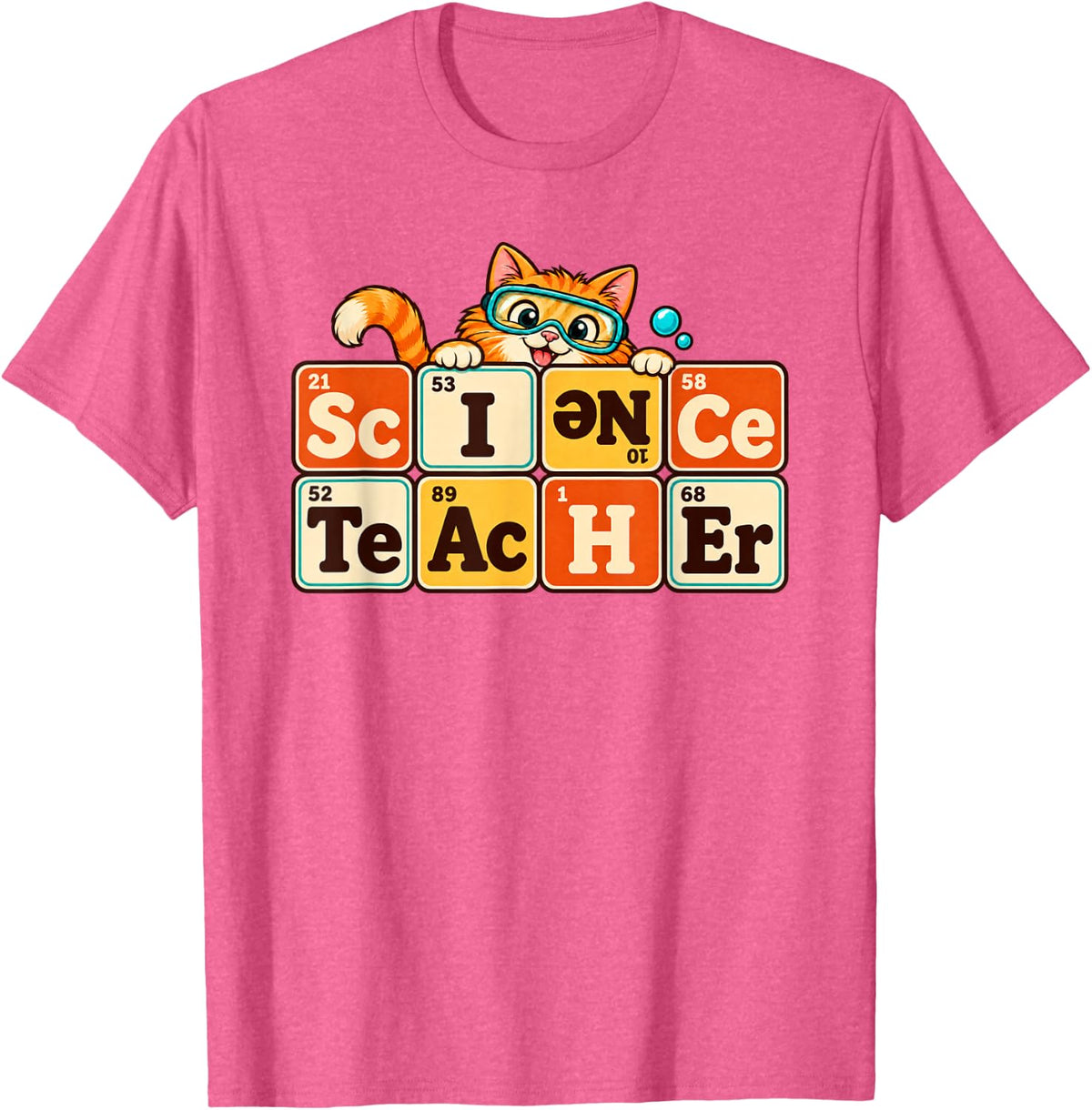 Science Teacher - Cat T-Shirt - Pink Heather