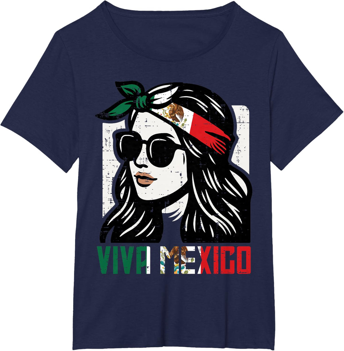 Woman Viva Mexico Flag Cinco De Mayo Mexican Women Girls T-Shirt - Navy Blue