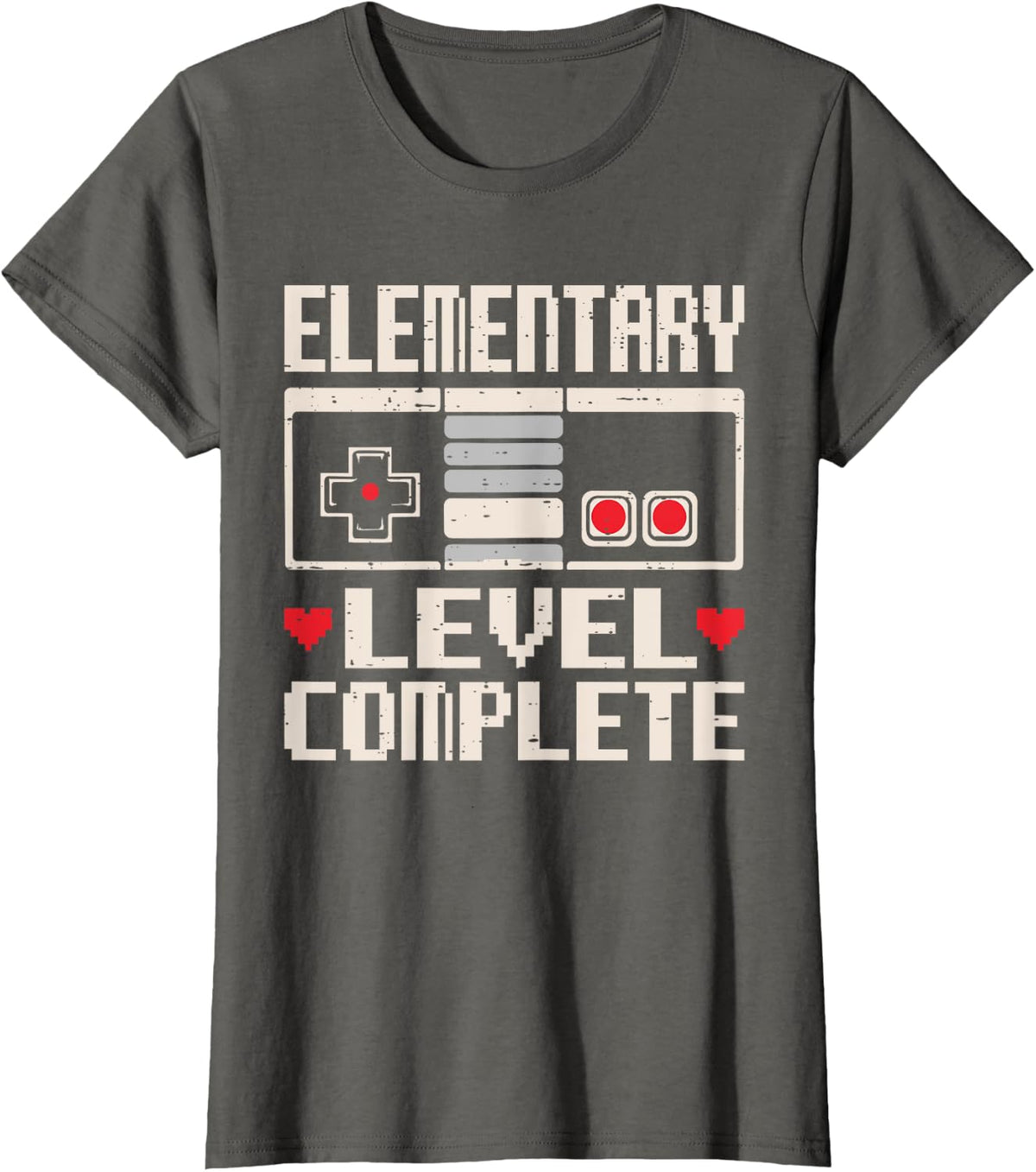 Elementary Level Complete Gamer Class Of 2025 Graduation T-Shirt - Asphalt Grey