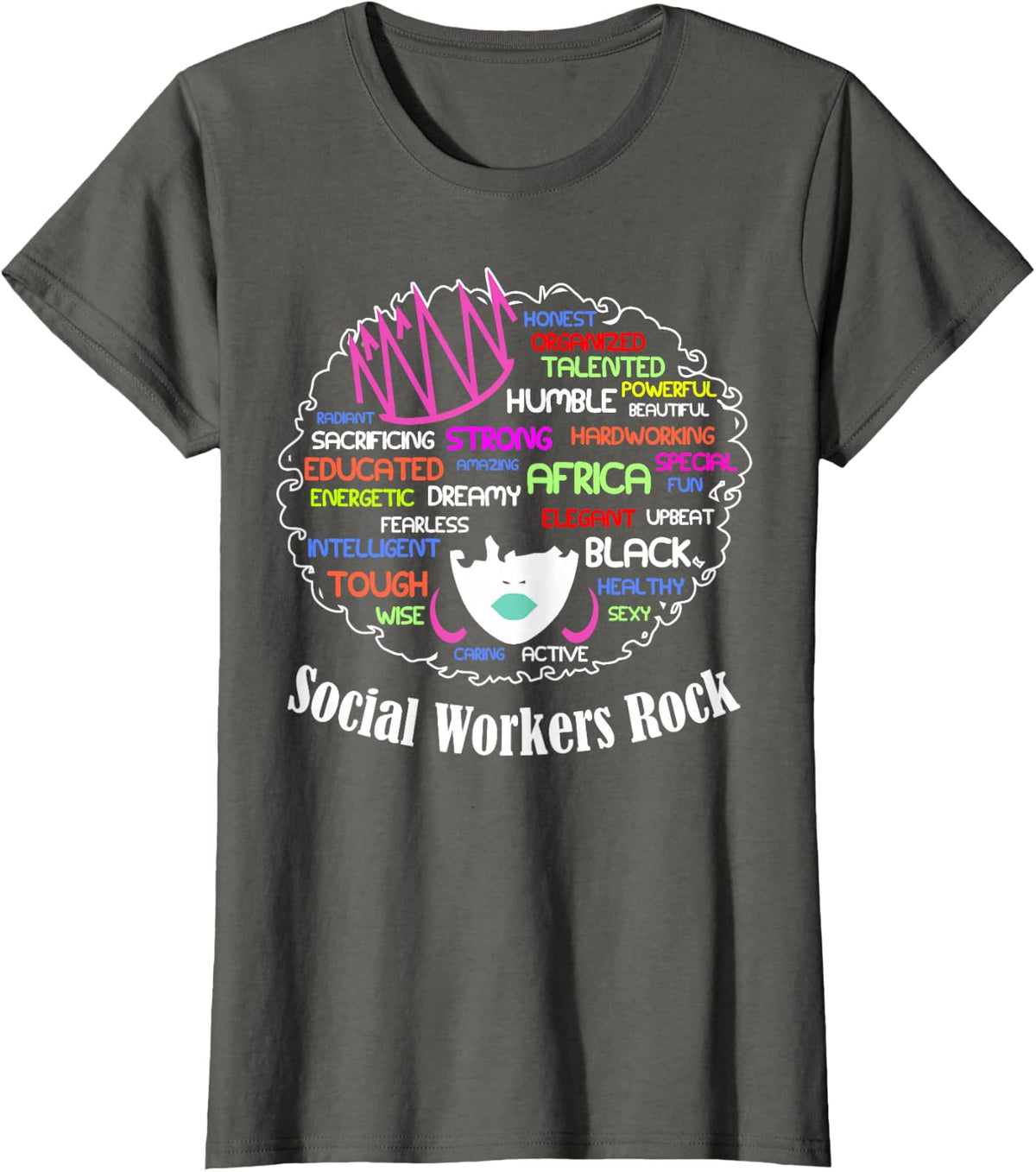Black Queen Social Workers Rock Magic Diva Gift Design desig T-Shirt - Asphalt Grey