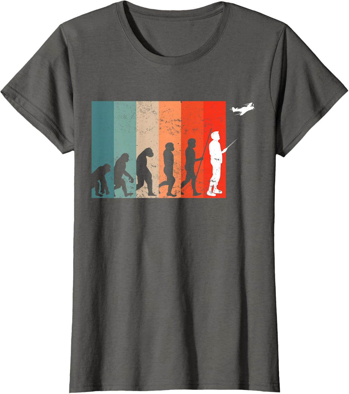 Evolution Model Flying Funny RC Airplane Tees Aviator T-Shirt Gift for Hobby Pilots - Asphalt Grey