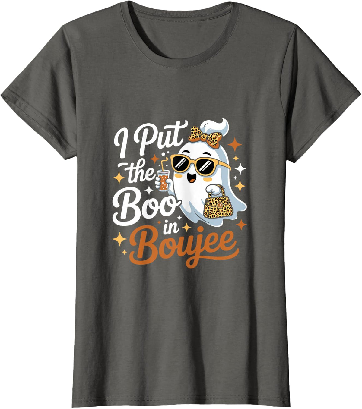 I Put The Boo in Boujee Halloween for Coquette Spooky Season T-Shirt - Asphalt Grey