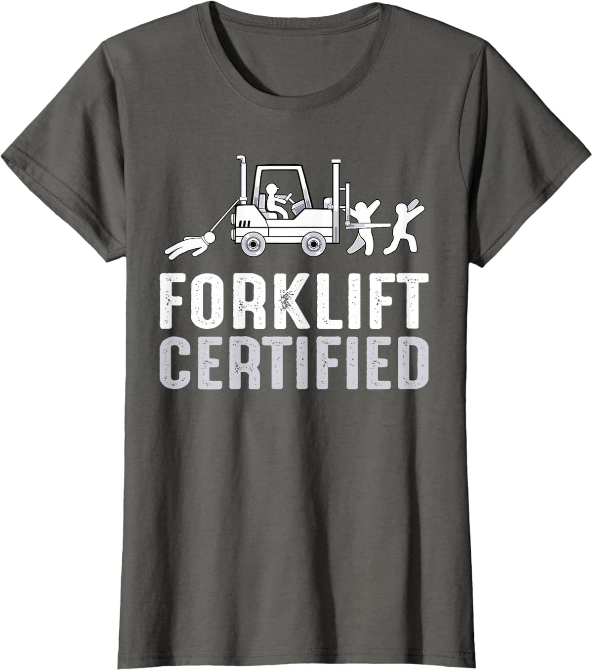 Funny Forklift Certified Operator Machinery Driver Graphic T-Shirt - Asphalt Grey