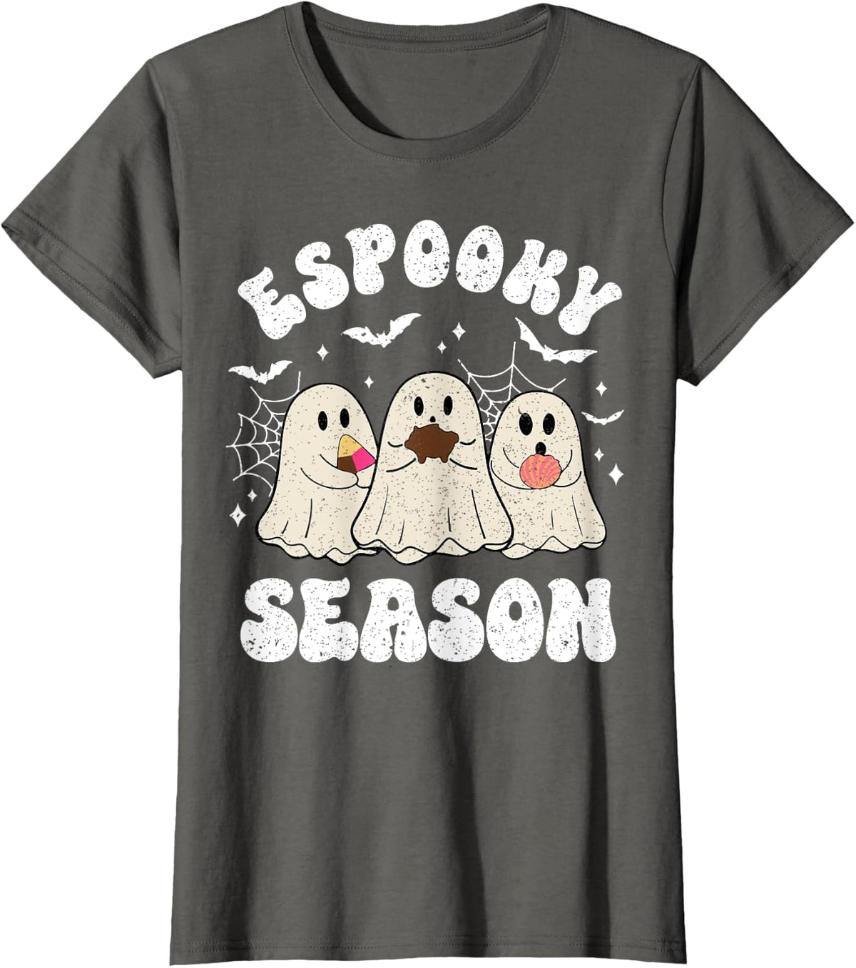 Espooky Season Funny Espooky Conchas Ghost T-Shirt - Asphalt Grey