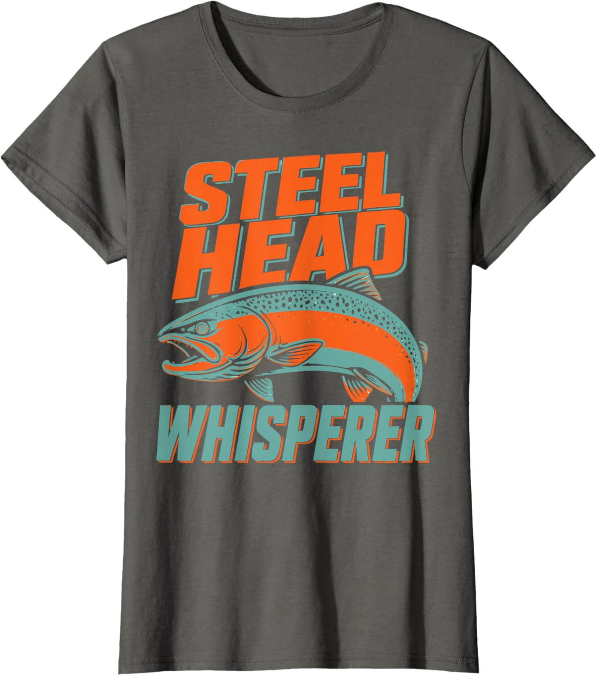 Steelhead Angler River Drift Fishing T-Shirt - Asphalt Grey