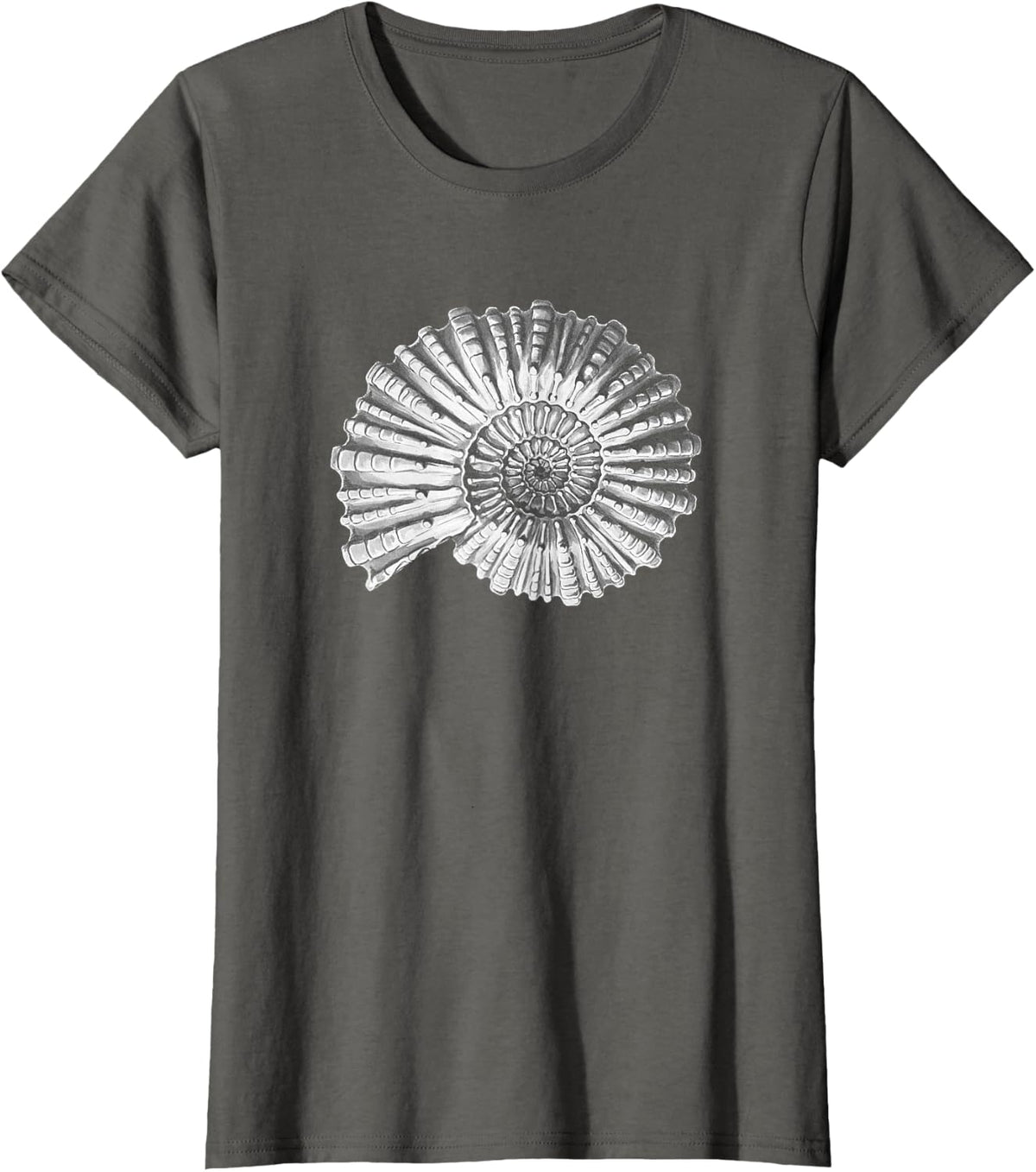 Ammonite Fossil - Ernst Haeckel Natural Vintage Art T-Shirt - Asphalt Grey