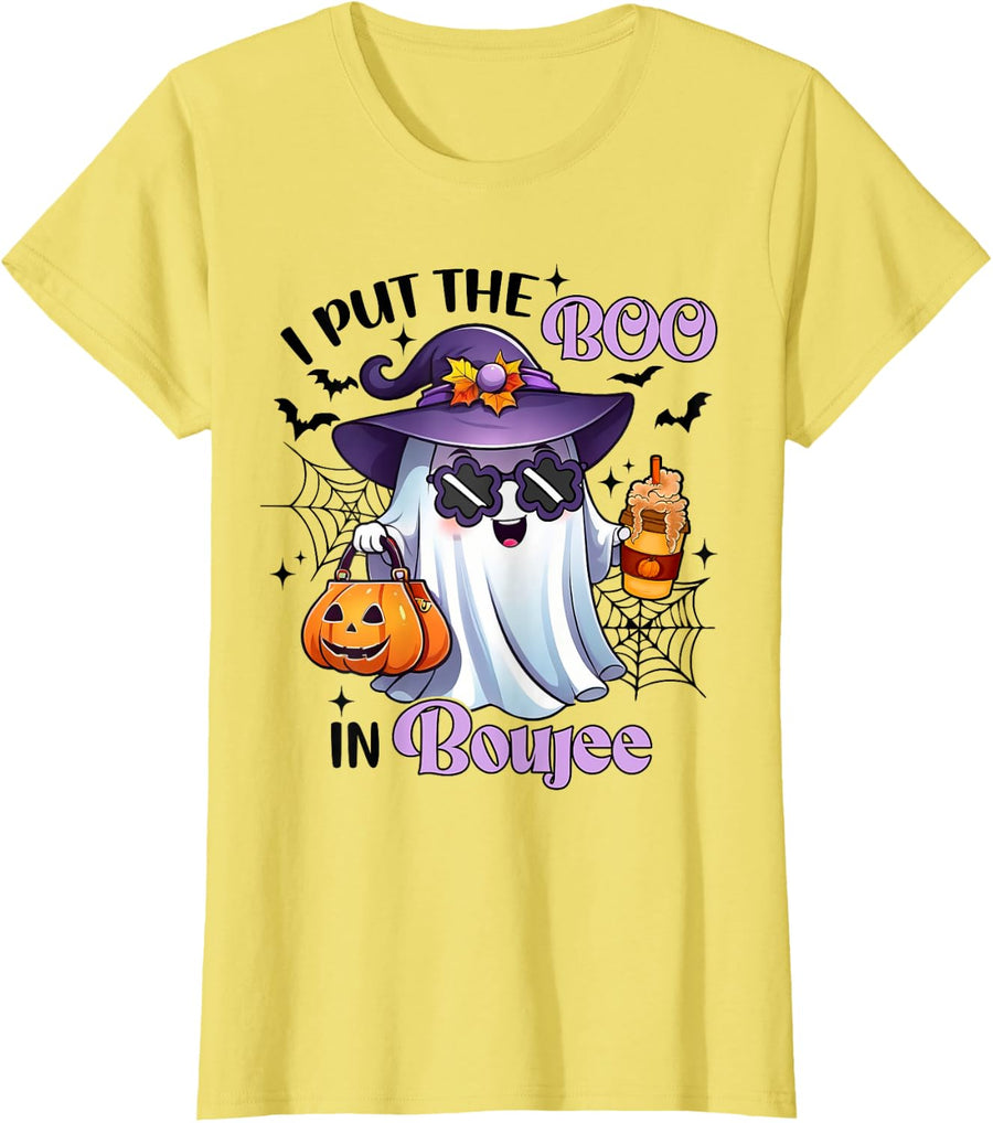 I Put The Boo In Boujee,Ghost Boojie Halloween,Spooky Season T-Shirt - Lemon Yellow