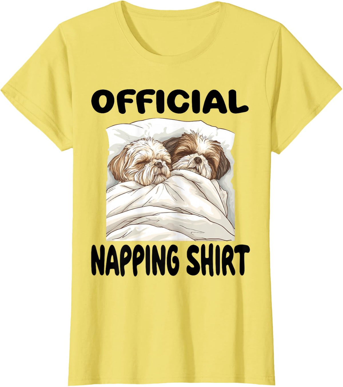 Shih Tzu Dog Official Napping shirt Pajamas Nightgown T-Shirt - Lemon Yellow
