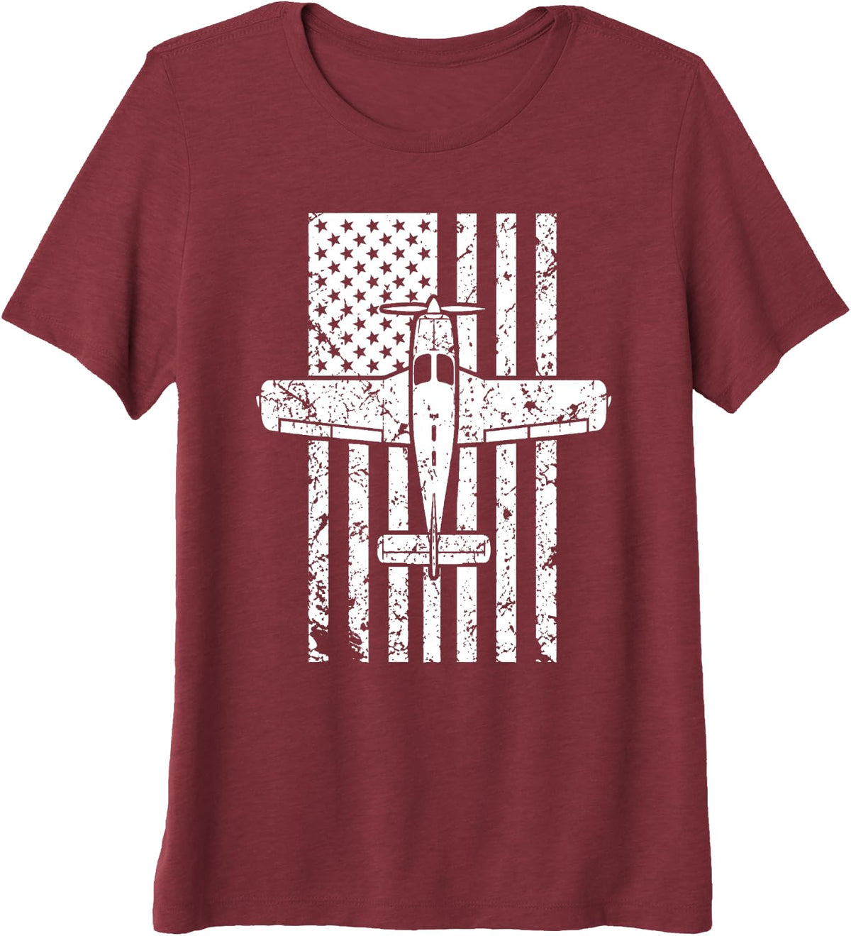 Cherokee American Flag Aircraft Premium Tri-Blend T-Shirt - Burgundy