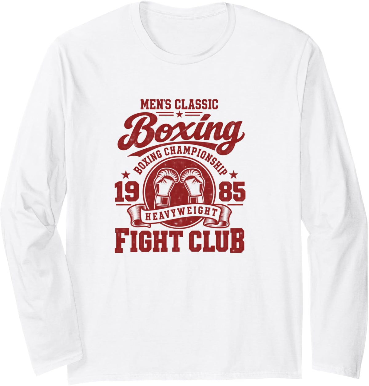 Vintage Style Classic Boxing 1985 Long Sleeve T-Shirt - Adult Unisex White