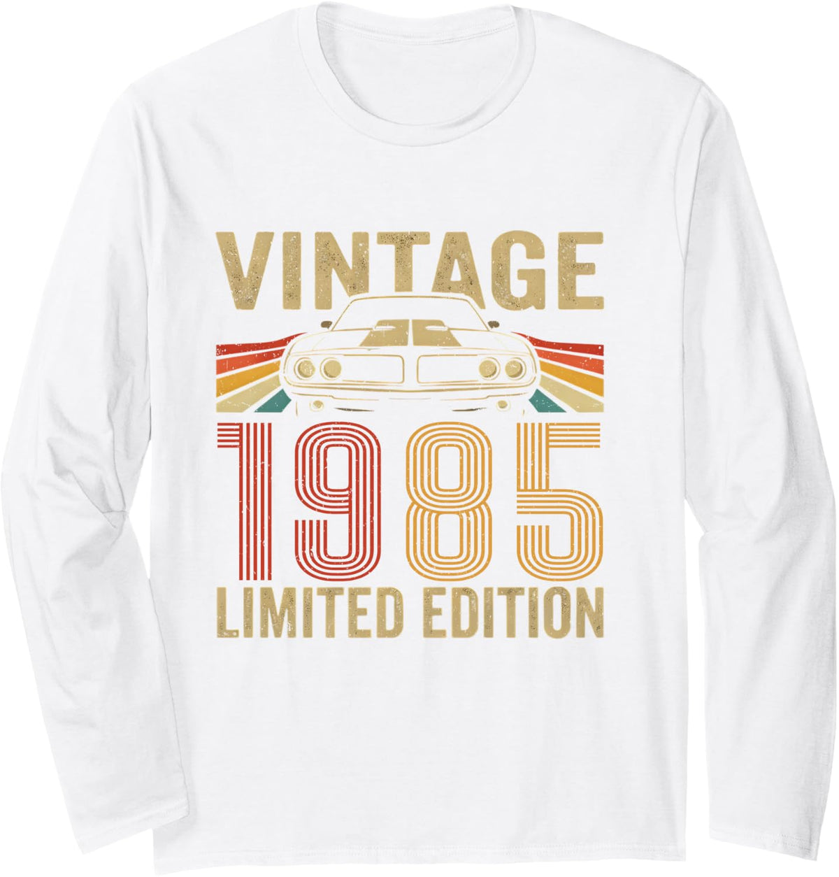 Vintage 1985 Limited Edition Classic Birth of Birthday Car Long Sleeve T-Shirt - Adult Unisex White