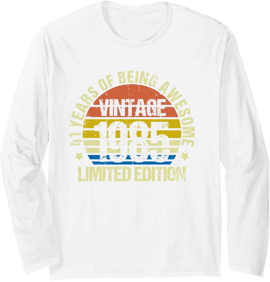 Vintage 1985 Limited Edition 41st Birthday 41 Years Old Long Sleeve T-Shirt - Adult Unisex White