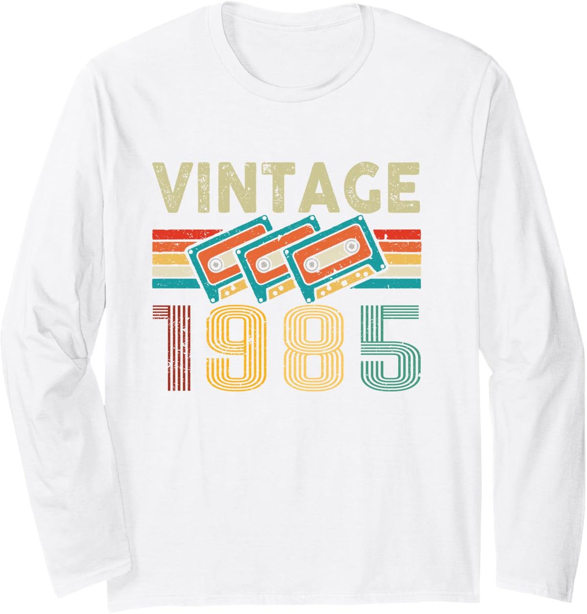 Vintage 1985 Classic Birthday Vintage 1985 Cassette Tape Long Sleeve T-Shirt - Adult Unisex White