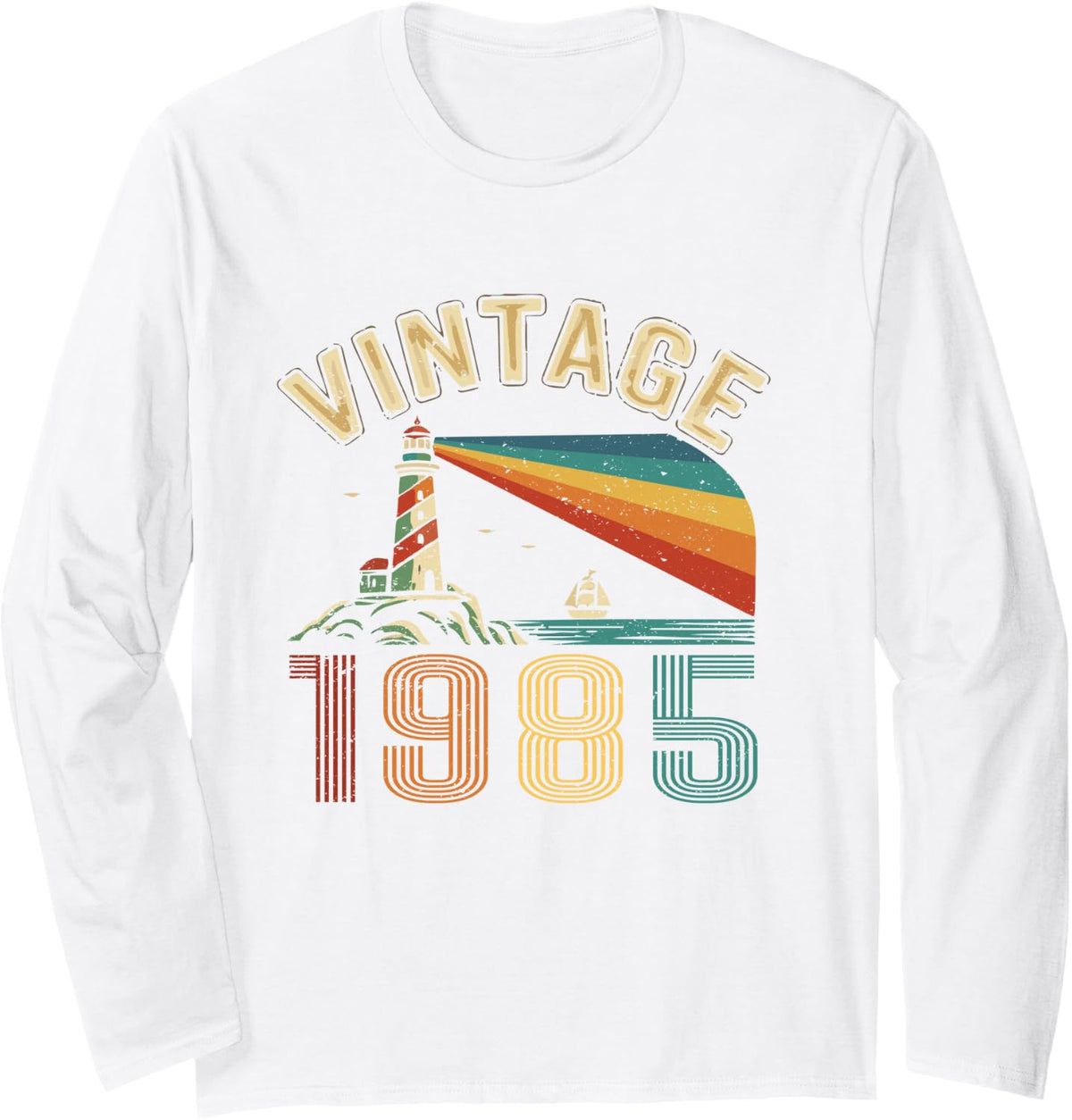 Vintage 1985 Retro Year Classic 1985 Funny Birth of Birthday Long Sleeve T-Shirt - Adult Unisex White
