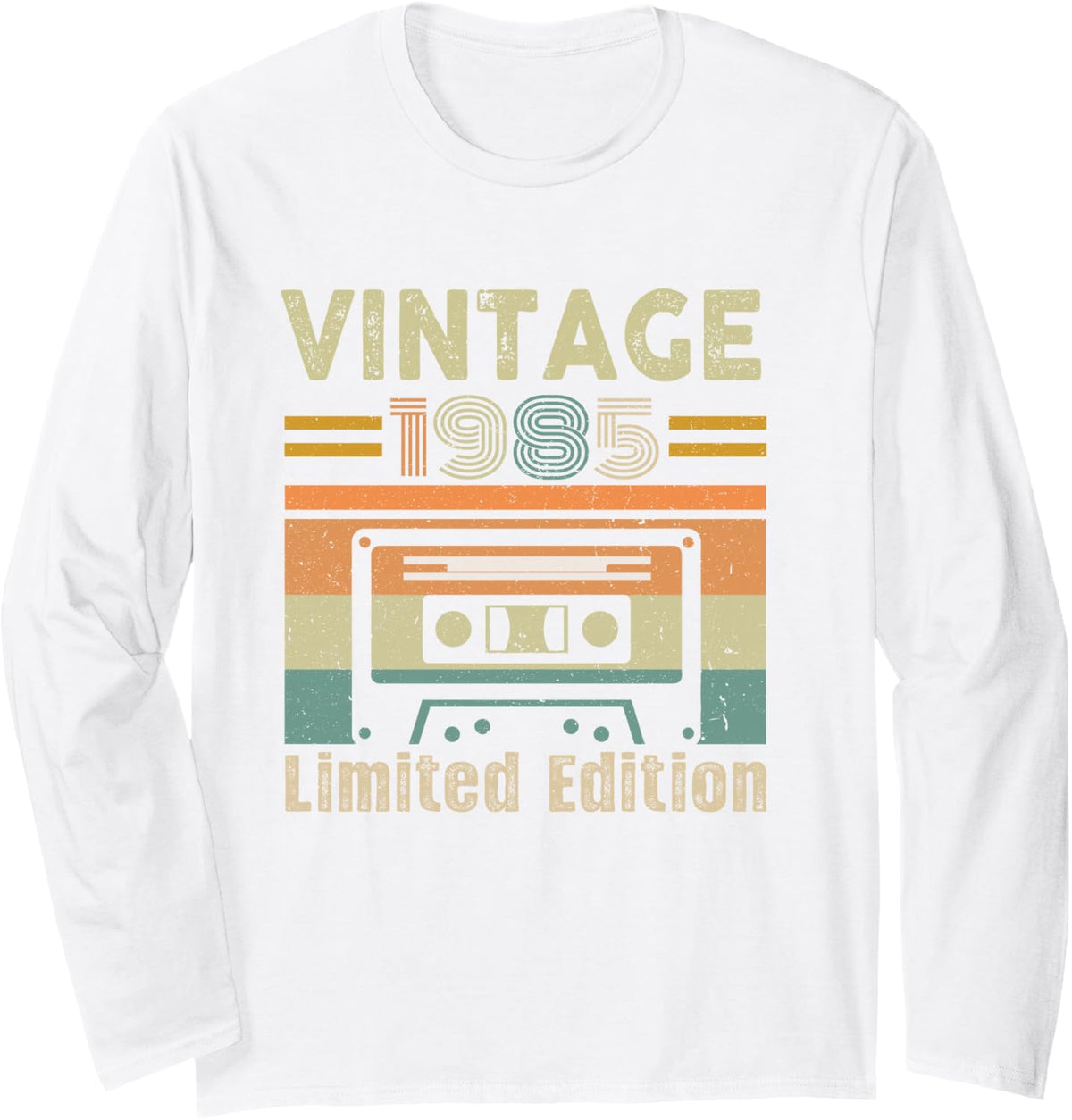 Vintage 1985 Limited Edition Classic Cassette Tape Birthday Long Sleeve T-Shirt - Adult Unisex White
