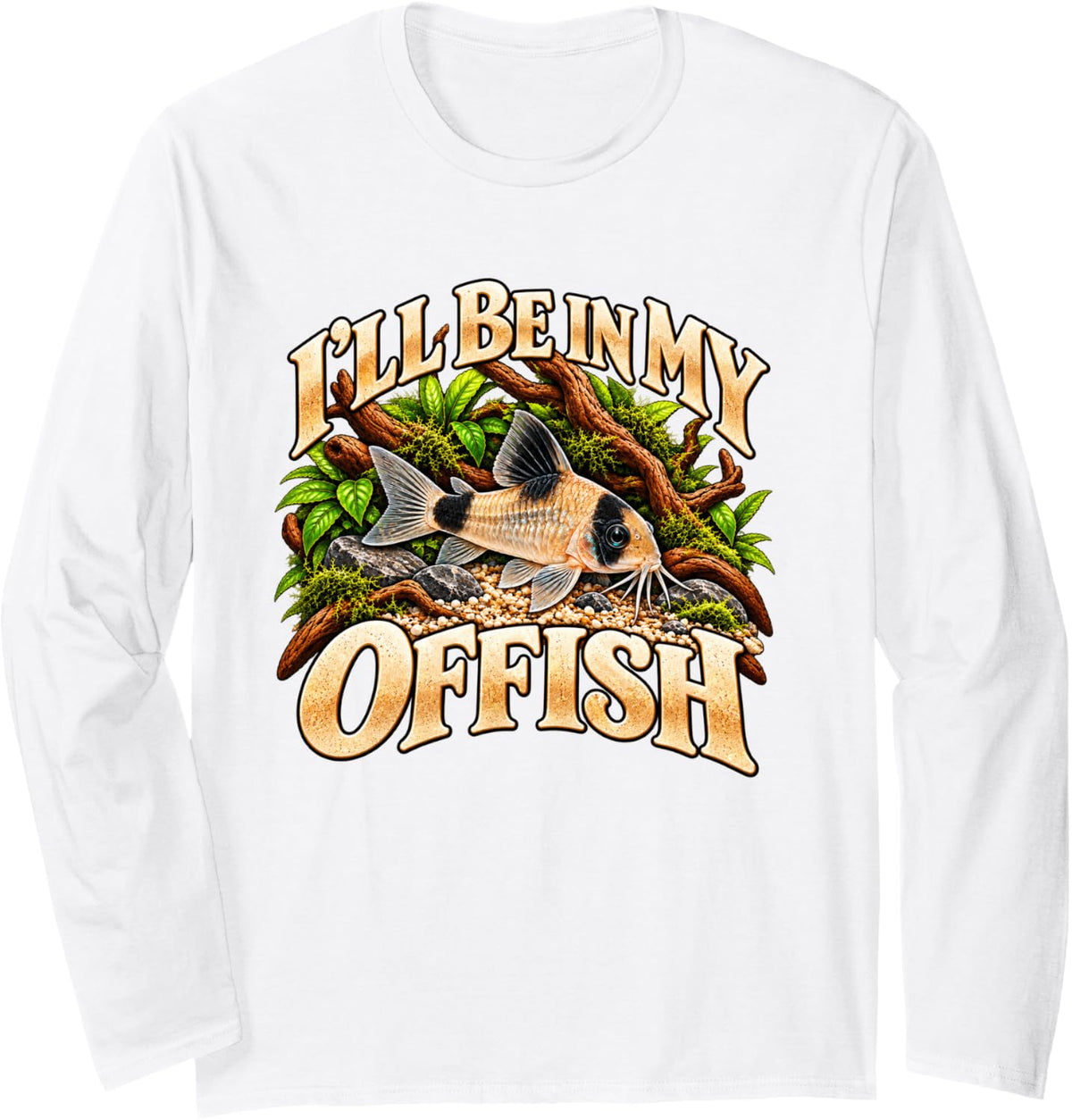 I'll Be in My Offish Panda Corydoras Aquarium Fish Humor Long Sleeve T-Shirt - Adult Unisex White