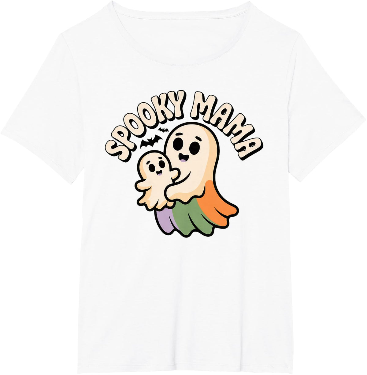 Spooky Mama Cute Ghost Halloween Mom T-Shirt - White