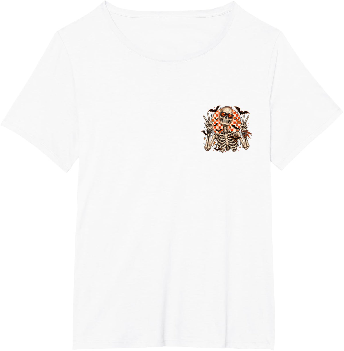 Spooky Season Skeleton Halloween Front and Back T-Shirt - White