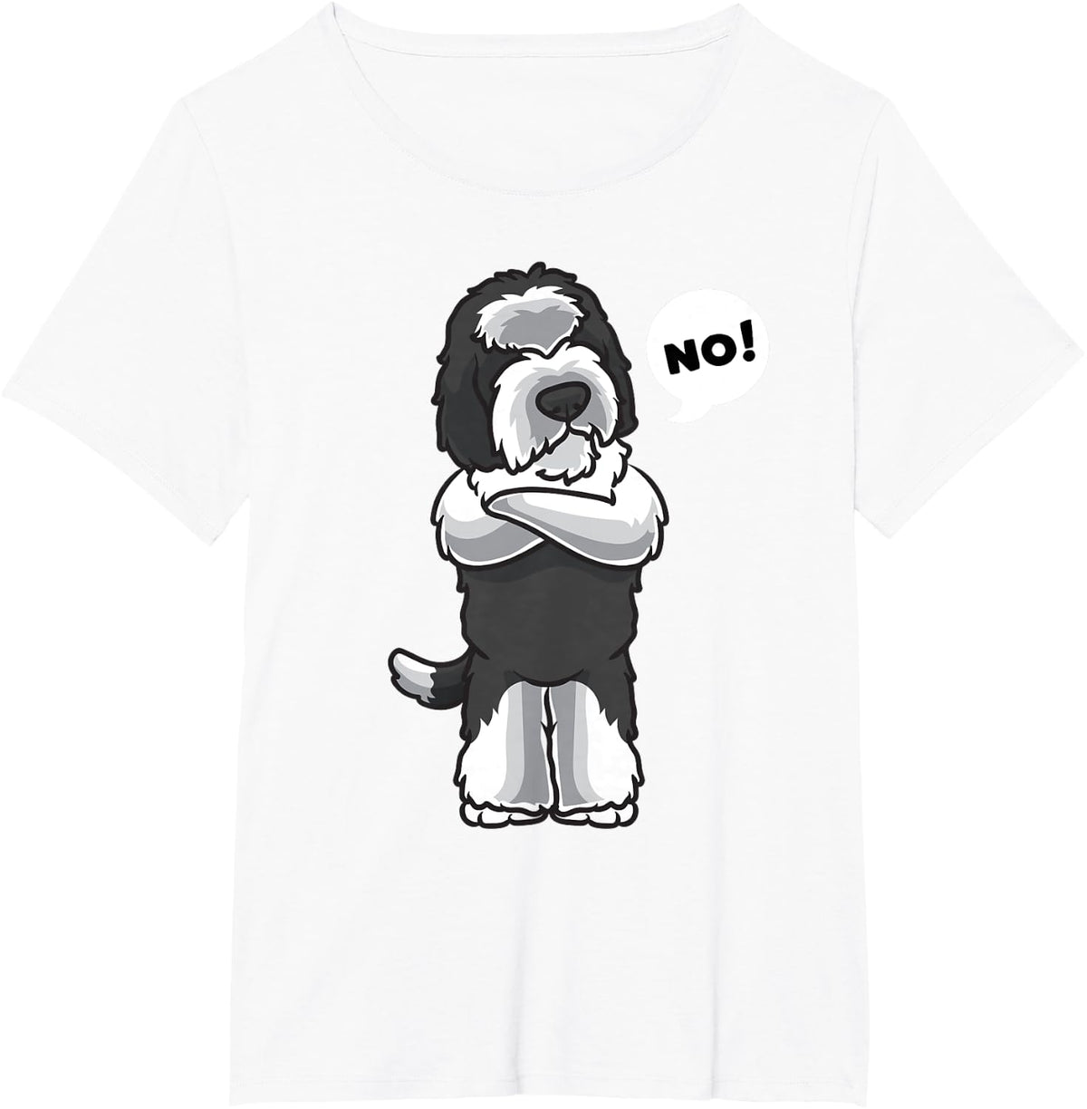 Stubborn Sheepadoodle Dog Funny T-Shirt Tee for Dog Lovers Men Women - White