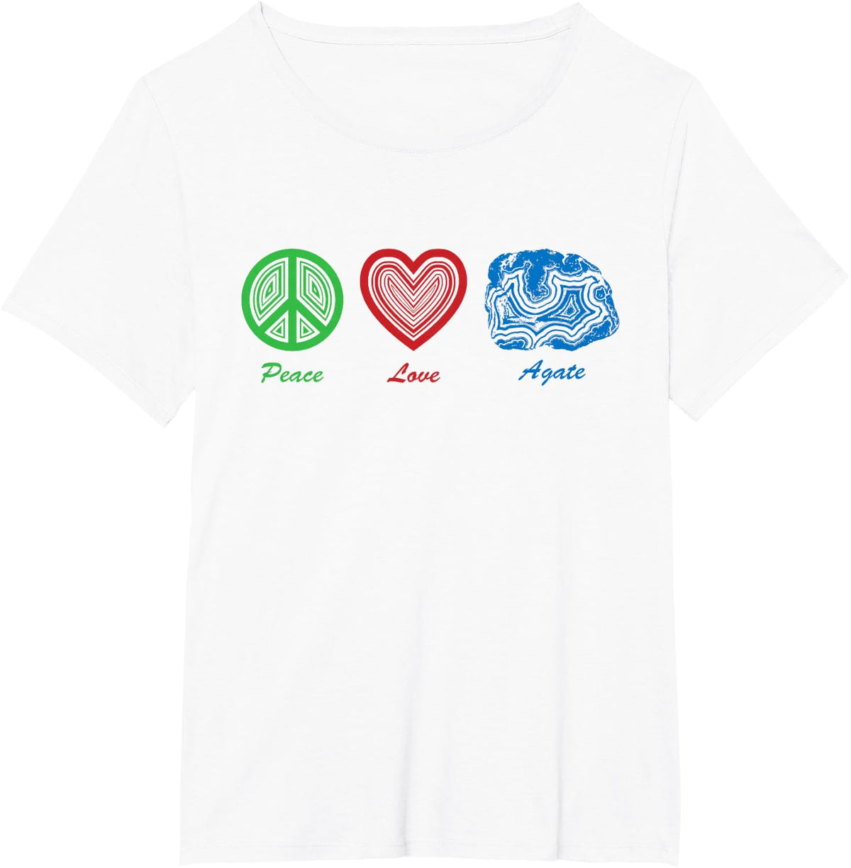 Funny Agate Peace Love Rock Hound T-Shirt T-Shirt - White