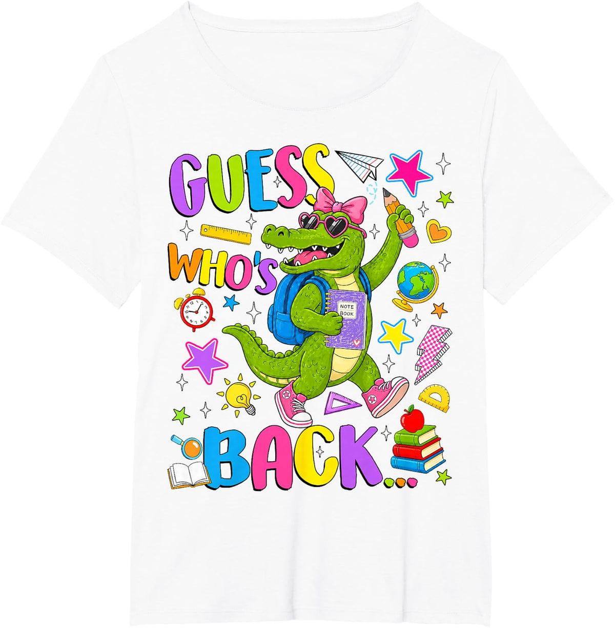 Guess Who's Back Gator Back Again Aligator Back to School T-Shirt - White