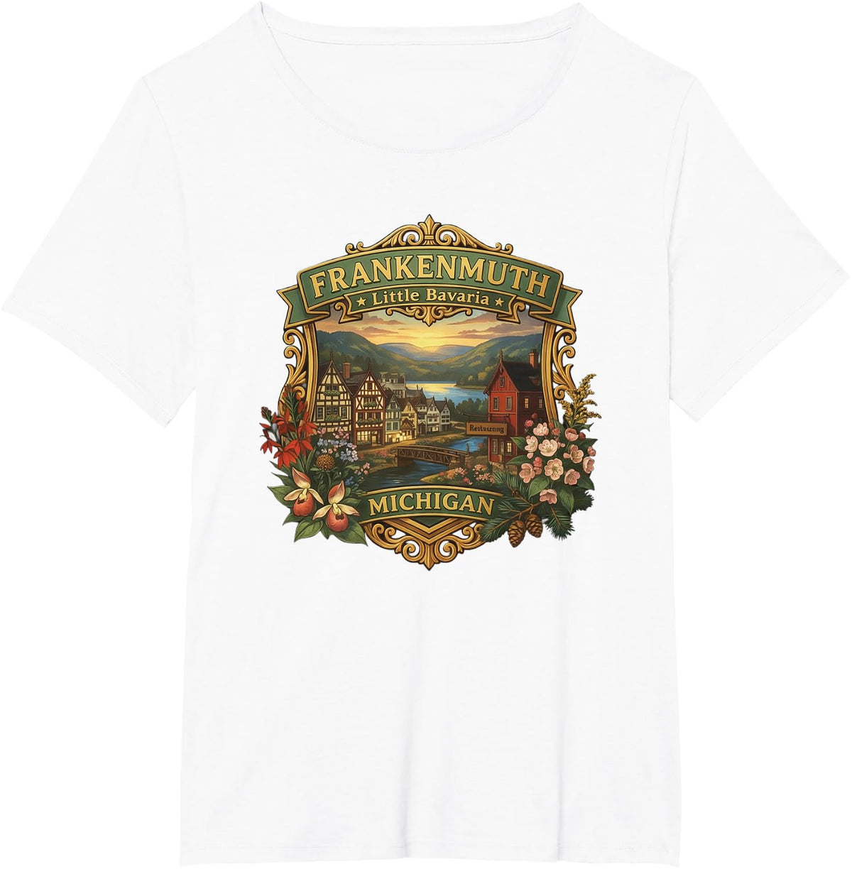 Frankenmuth Michigan Little Bavaria German Novelty Souvenirs T-Shirt - White