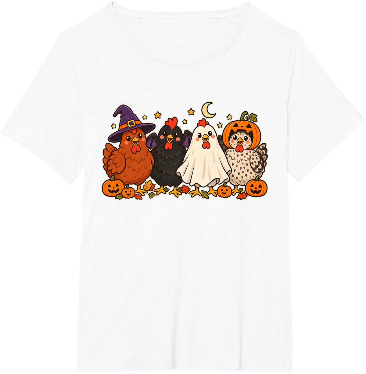 Halloween Chicken Costume Parade Witch Ghost Pumpkin Hens T-Shirt - White