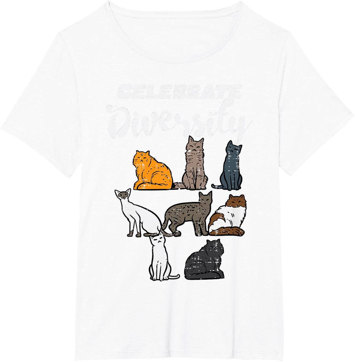 Celebrate Diversity Cat Breeds Cute Pet Owner Men Women Kids T-Shirt - White