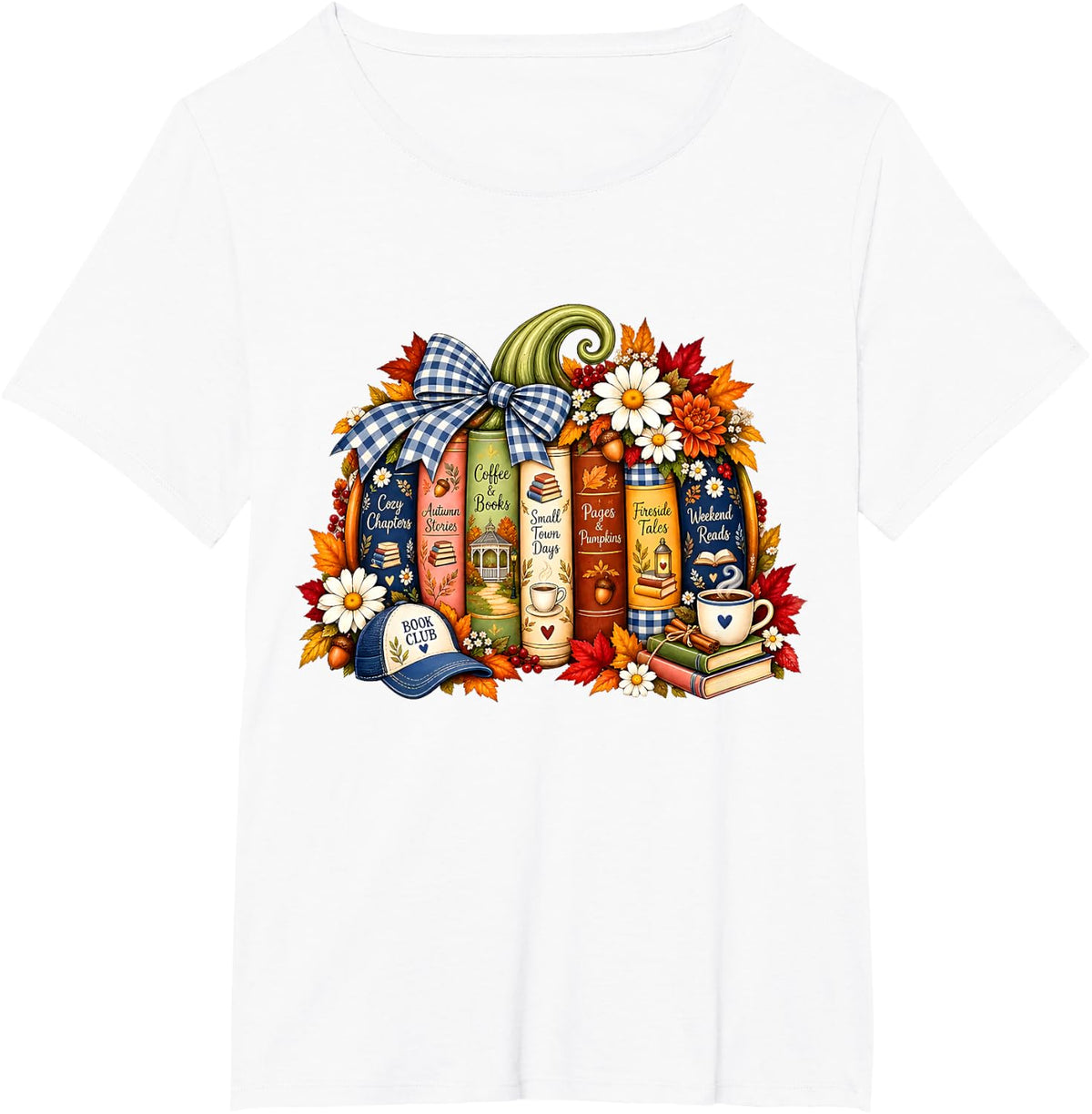 Fall Autumn Read Book Lover Pumpkin Cozy Season T-Shirt - White