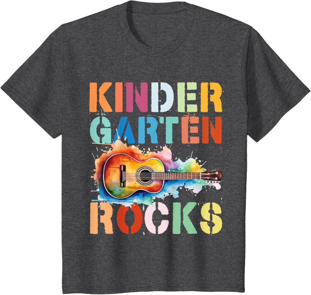 KINDERGARTEN ROCKS Teacher Crew Rock Star T-Shirt - Dark Heather Grey
