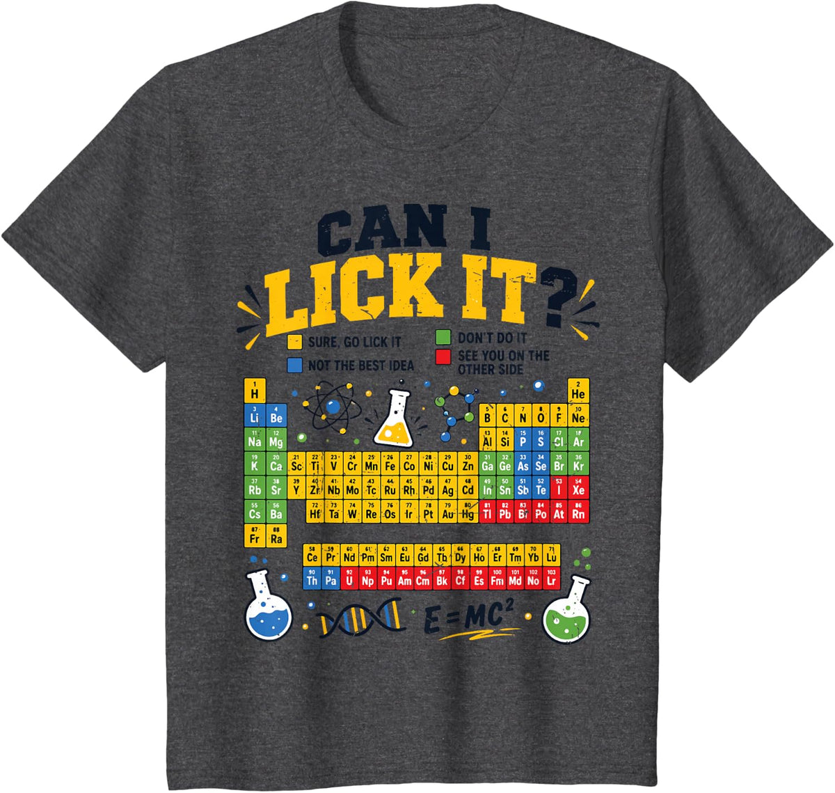 Youth Can I Lick It Periodic Table Funny Chemistry Pun Women T-Shirt - Dark Heather Grey