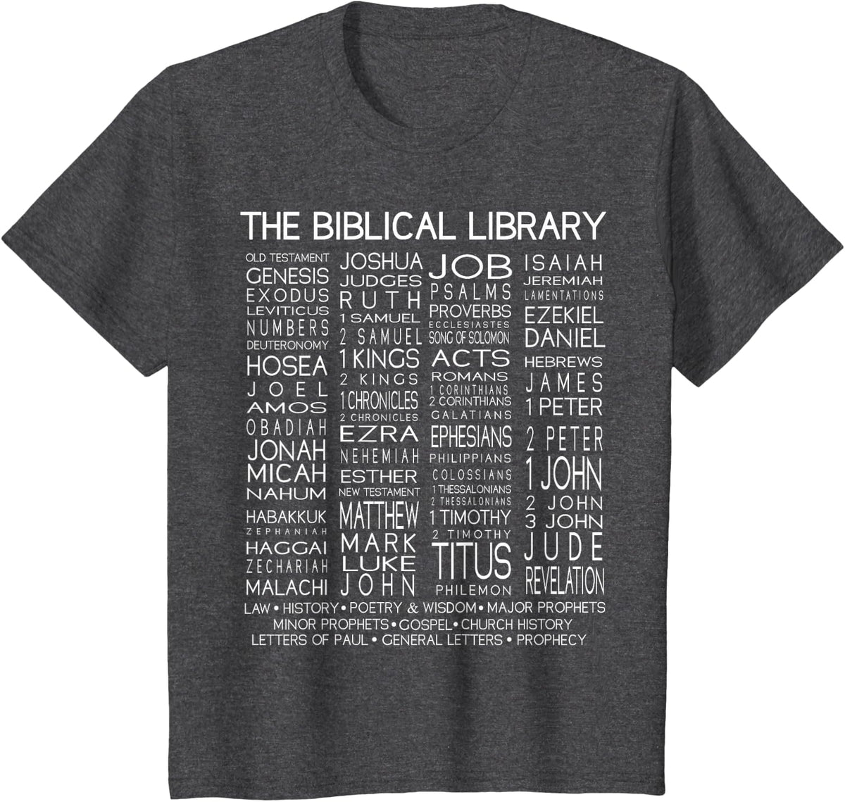 Bible Gifts | Biblical Books | Bible Study | Bible T-Shirt - Dark Heather Grey