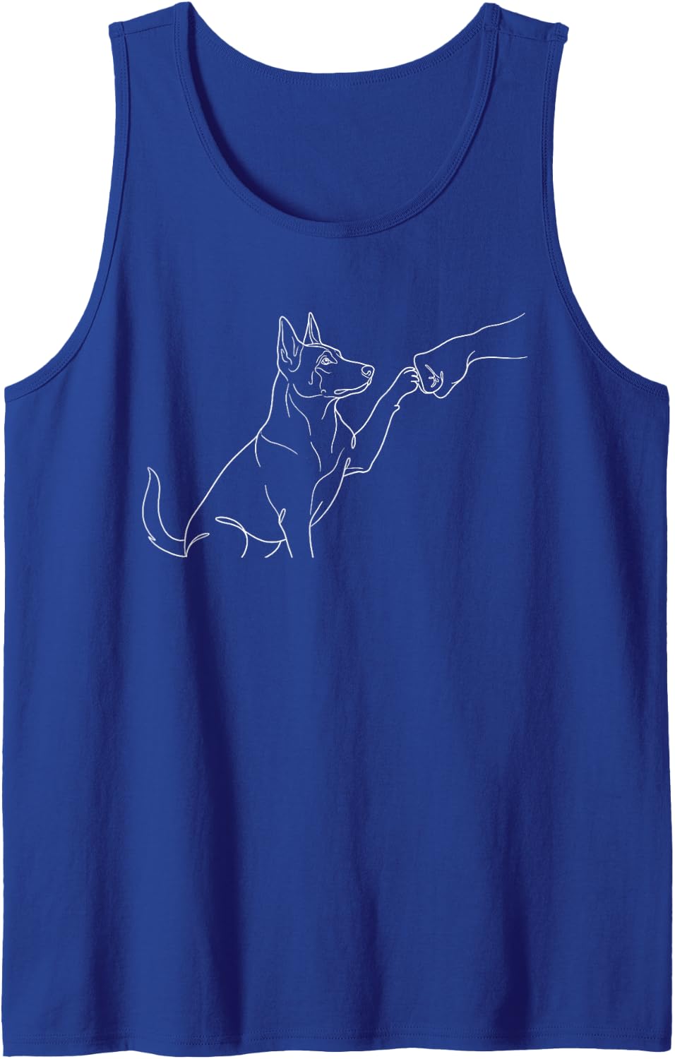 Dog Paw Fist Bump Line Art Belgian Malinois Punch Hand Meme Sleeveless Tank Top - Royal Blue