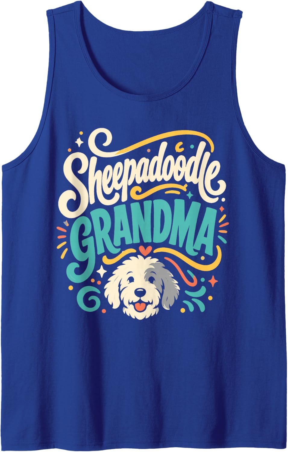 Sheepadoodle Owner Grandma Doodle Lover Sleeveless Tank Top - Royal Blue