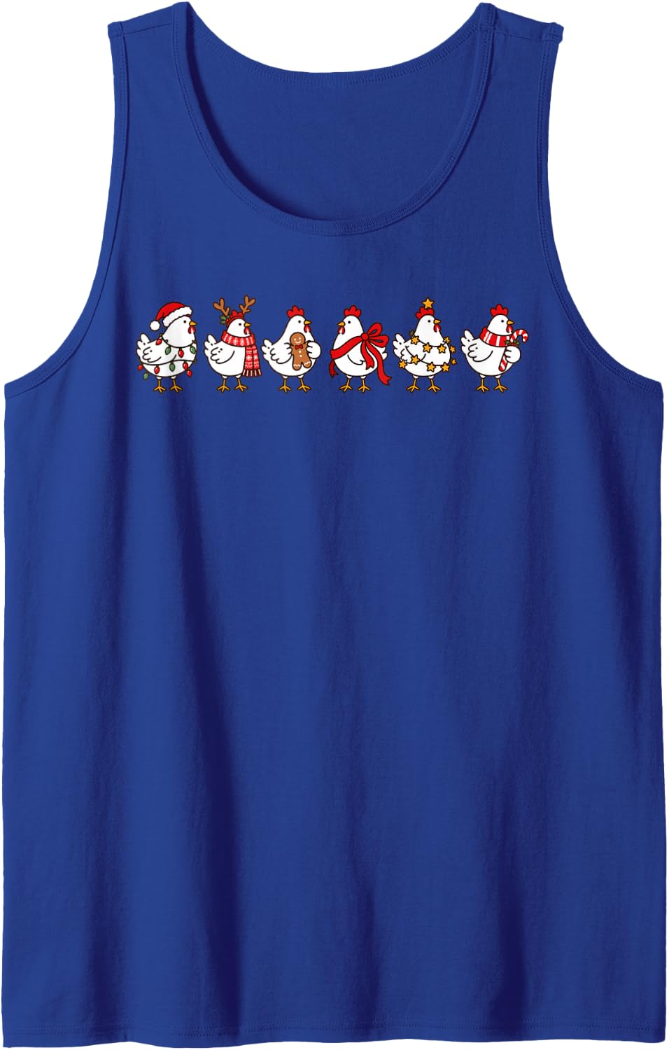 Christmas Lights Chicken Santa Funny Xmas Tree Sleeveless Tank Top - Royal Blue