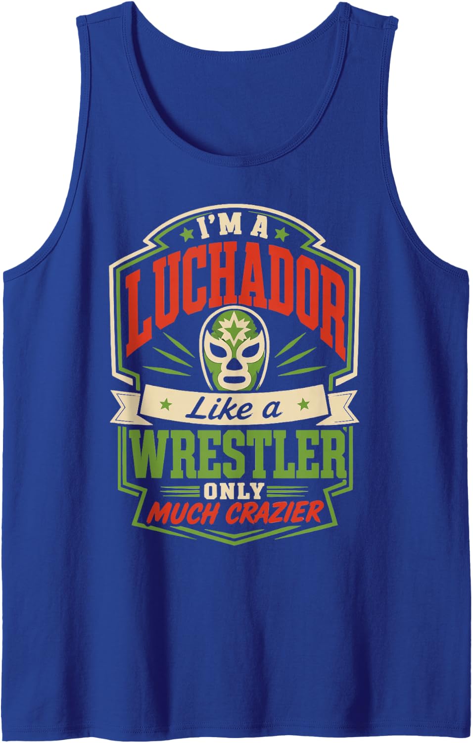 Vintage Lucha Libre Mexican Wrestler Luchador Wrestling Sleeveless Tank Top - Royal Blue