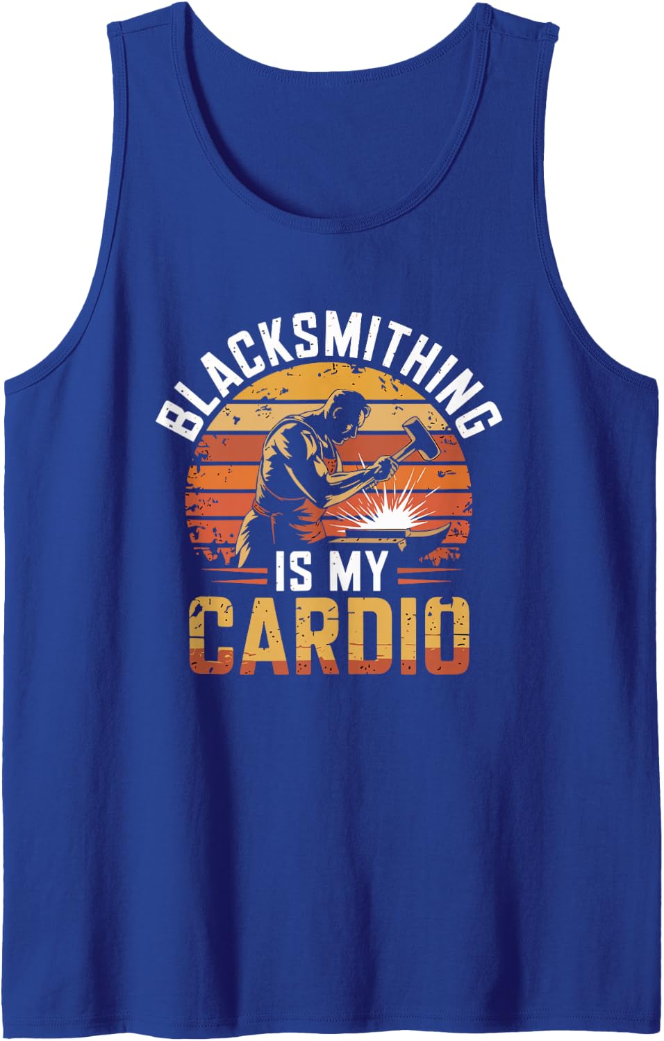 Blacksmithing is My Cardio Forge and Anvil Sleeveless Tank Top - Royal Blue