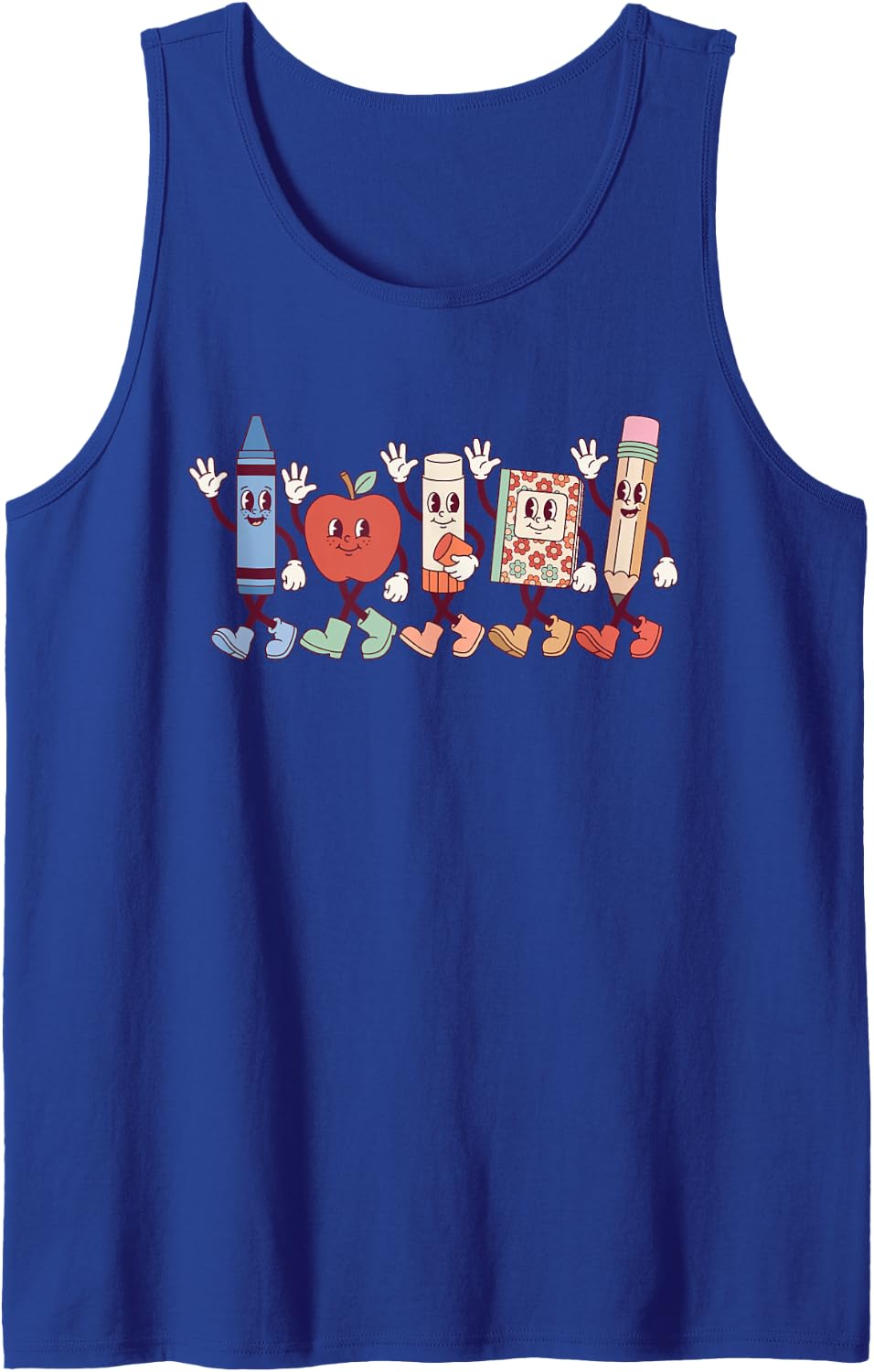 Cute Tools Retro Back to School Teacher Student Funny Sleeveless Tank Top - Royal Blue