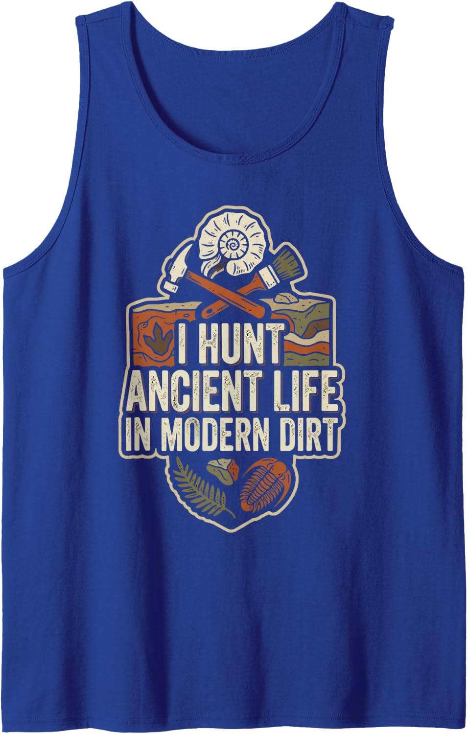 Fossil Hunting Future Paleontologist Paleontology Sleeveless Tank Top - Royal Blue
