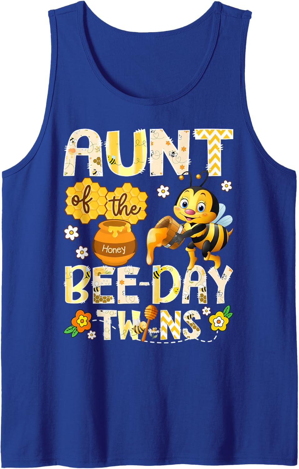 Aunt of The Bee-Day Twins Funny Aunt to Bee Sleeveless Tank Top - Royal Blue