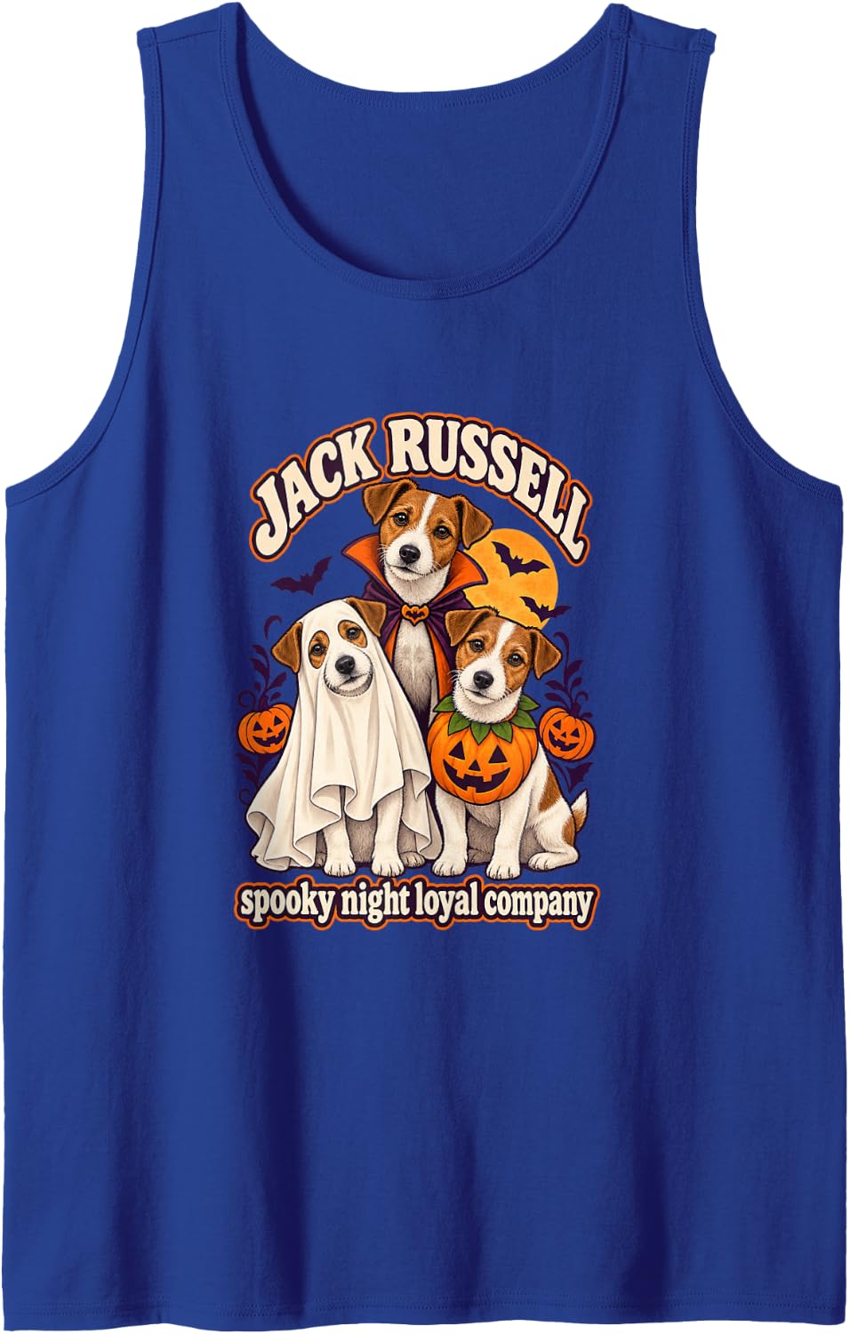Jack Russell - Spooky Night Loyal Company Halloween Sleeveless Tank Top - Royal Blue