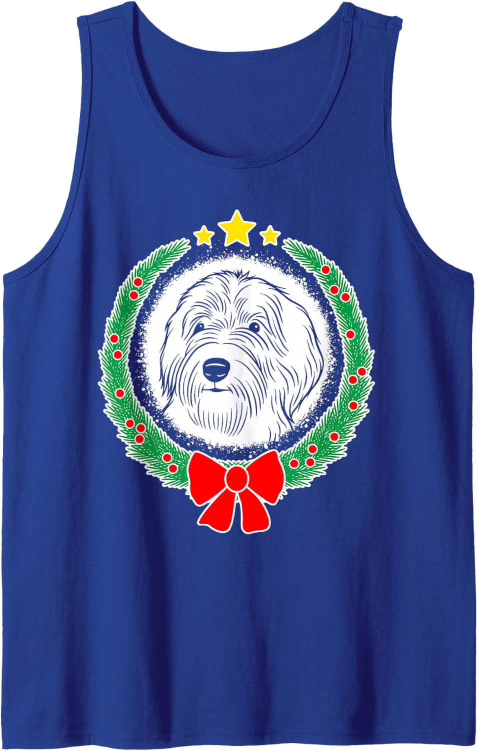 Sheepadoodle Christmas Xmas Dog Sleeveless Tank Top - Royal Blue